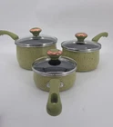 Paula Deen Signature Cookware Set Saucepan Green Speckled Pot With Glass Lid Used. Price: $49.96.
