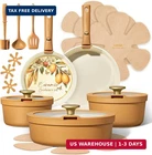 Carote 20PCS Ceramic Cookware Set With Detachable Handles, Pots Pans Non New. Price: $68.74.