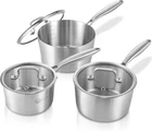Lolykitch 1.5-2.5-3.0 Qt, Tri-ply Stainless Steel Saucepan Set Of 3,INDUCTION Co New. Price: $101.21.