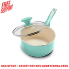 Greenpan Rio Ceramic Nonstick 2-QUART Saucepan W/ Lid Dishwasher Safe, Turquoise New. Price: $32.99.