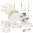 Chef Power Ceramic Cookware Non Toxic With 19 Pcs Set, Cream White New. Price: $88.99.