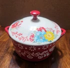 Pioneer Woman Pink Fancy Flourish Mini Casserole Stoneware Dish With Lid Floral Used. Price: $9.75.
