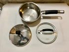 Cuisinart Classic Qt Stainless Steel Saucepan #M8619-14 / V#16388 Two Lids Used. Price: $29.00.
