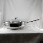 Wolfgang Puck Bistro 12" Braising 4 Qt Chicken Frying Pan 18/10 & Glass Lid Used. Price: $31.00.