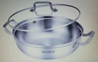 Delarlo Tri Ply Stainless Steel 12" 6 Quart Saute Pan Glass Lid Handle New. Price: $45.99.