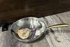 David Burke Restaurateur Auro Stainless Heavy Fry Pan Skillet Gold Handle New!. Price: $34.00.