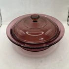 1980'S Pyrex Vision V-31-B 1Q 1L Cranberry Red Color Dish Cookware With Lid Used. Price: $22.96.