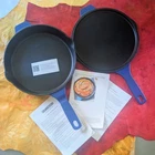 New Kitchen Hq B-l-u-e 2PC 10" Ceramic Nonstick Cast Iron Skillet & Griddle. Price: $29.50.