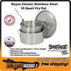 Bayou Classic Stainless Steel Quart Fry Pot With Basket Thermometer Lid 1101 New. Price: $80.88.