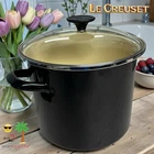 Creuset 6 Qt Black Enameled Steel Stock Pot W/clear Lid Very Nice! Used. Price: $59.77.