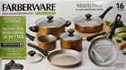 Farberware Nonstick Pots And Pans 16 Piece Cookware Set + Tools Color - Copper New. Price: $94.00.