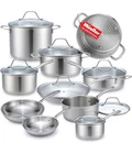 Mueller Pots And Pans Set 17-PIECE, Ultra-clad Pro Stainless Steel Cookware New. Price: $144.99.