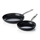 Frying Set Ceramic Nonstick Cookware Black 8 10 Inch Greenpan New. Price: $58.32.