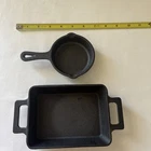 (2)NEW Valor Pre-seasoned Cast Iron Round Mini Skillet, 3-1/2" & Rectangular Pan. Price: $30.00.