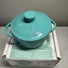 Enameled Cast Iron Mini Dutch Oven Casserole Turquoise Fiestaware New. Price: $21.59.