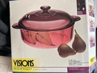 Vtg 1994 Corning Visions Cranberry 3.5 Quart Covered Versa-pot New Box. Price: $149.99.