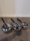 Meyer Bella Cuisine Set Of 3 Pots With Lids Used. Price: $26.99.
