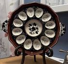 Temptations Deviled Egg Plate Tray Floral Black And Brown Border Used. Price: $17.49.