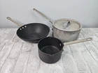Vintage Calphalon Commercial 4 Pc Set Anodized Aluminum Saucepans Pots Used. Price: $39.87.
