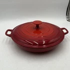 Technique Colorcast Red Enameled Iron Pan Lid Casserole Vintage 12.25 Used. Price: $39.99.