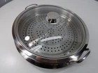 Curtis Stone Induction Skillet With Glass Lid & Steamer Insert CSSDMP14IL Used. Price: $18.00.