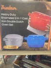 Bruntmor 7QT Dutch Oven 2 In 1 Skillet Lid Enameled Cast Iron Blue New. Price: $69.99.