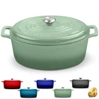 Dutch Oven 5Q Enameled Cast Iron Non Stick Sage Rossallini Signature Oval Tight New. Price: $259.99.