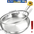 Elegant 14-INCH Tri-ply Stainless Steel Skillet With Lid For Culinary Mastery New. Price: $136.74.