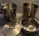 All-clad Stainless Steel Multi Pot 4 Piece Pasta Strainers Steamer Metal Used. Price: $149.00.