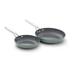 Calphalon Ceramic Nonstick 8" And 10" Frying Pan Set Silver Ash New. Price: $100.11.