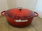 Le Creuset Signature Cast Iron Oval Dutch Oven Cerise 33CM 8 Qt Imperfect New. Price: $279.00.