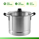 Imusa 10QT Aluminum Steamer Or Stock Pot With Glass Lid & Removable Rack New. Price: $32.62.