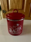 Ayesha Curry Retro Style Red Enamel-on-steel Bacon Grease Can Used. Price: $10.50.