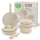 Greenlife 10 Piece Nonstick Pots Pans Set Detachable Handle Stackable Cookware Used. Price: $76.90.