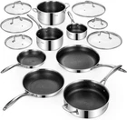 Deluxe 13PC Hybrid Ceramic Nonstick Stainless Steel Cookware Set Pans & Lids New. Price: $529.99.