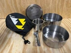 Vintage Alpine Cook Set Backpacking - 5 Piece Stainless Steel Pots And Mug Used. Price: $23.45.