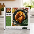 Parini 8" Cast Iron Grill Pan With Lid Green Enameled Cookware, Heavy Duty New. Price: $35.99.