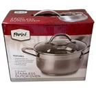 New Parini Cookware 4 Quart Stainless Steel Dutch Oven With Tempered Glass Lid. Price: $19.88.