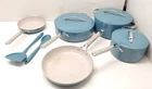 Greenpan Nova 10-PIECE Ceramic Nonstick Cookware Set (teal) Used. Price: $84.99.