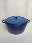 Vtg Dutch Oven Pot W Lid Basix Staub France Blue Enamel Cast Iron Round 5 Qt #26 Used. Price: $236.87.