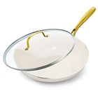 Greenpan Studio 12" Ceramic Nonstick Covered Aluminum Fry Linen New. Price: $32.99.