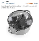 Oster Sangerfield Stainless Steel 4 Qt Dutch Oven With Lid And 3 Section Divider New. Price: $27.95.