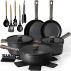 Astercook 18-PIECE Pots And Pans Set, Black Titanium Induction Nonstick Cookware New. Price: $104.98.