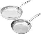 Stainless Steel Induction Frying Pan Set, 8" & 10" - Oven Safe, Riveted Handle New. Price: $69.99.