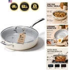 12 Inch Ceramic Nonstick Frying Pan With Lid, 5 Qt Deep Saute For Cooking... New. Price: $131.99.
