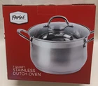 Parini 7 Quart Dutch Oven Stainless Steel With Glass Lid New Dishwasher Safe. Price: $15.99.