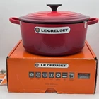 Creuset Dutch Oven 4.5 Qt Cerise Red Enameled Cast Iron New In Box France. Price: $375.00.