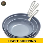 Greenpan Lima 8" 10" 12" Frying Set, Nonstick, Gray New. Price: $139.99.