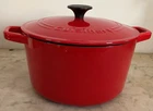 Cuisinart Red Chef Classic Enameled Round Dutch Oven W/lid C1630-20 Used. Price: $64.75.