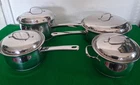 Belgique Stainless Steel Assorted 8 Piece Stock Pots Pans With Lids Used. Price: $125.00.
